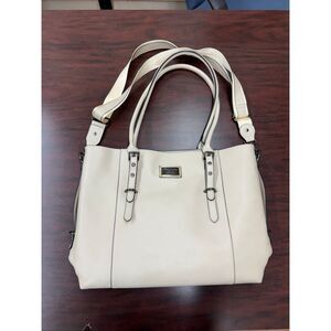 Mosiso PU Leather Beige Laptop Bag with Handles and Shoulder Strap